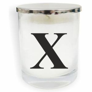 Bielo-čierna sviečka North Carolina Scandinavian Home Decors Monogram Glass Candle X