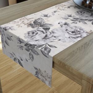 Goldea dekoračný behúň na stôl loneta - vzor veľké sivé ruže 20x120 cm
