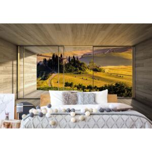 Fototapeta - Tuscan Landscape 3D Modern Window View Vliesová tapeta - 254x184 cm