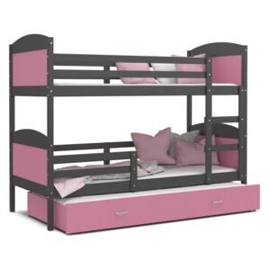 GL Poschodová posteľ Mates 3 grafit s prístelkou Farba: Ružová, Rozmer: 190x80