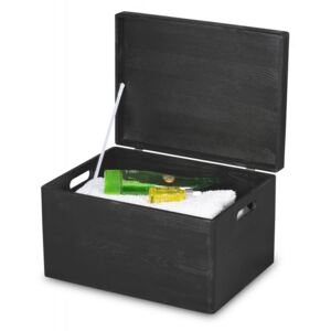 ČistéDrevo Dřevěný box s víkem 40x30x23 cm - černý