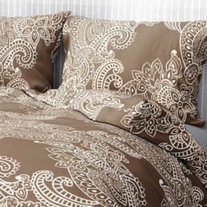 Goldea bavlnené posteľné obliečky - vzor 765 tibetskej ornamenty na hnedom 140 x 200 a 70 x 90 cm