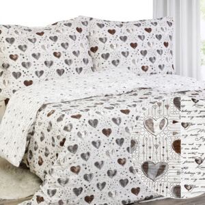 Goldea krepové posteľné obliečky - vzor 596 srdca a zamilované texty 140 x 200 a 70 x 90 cm