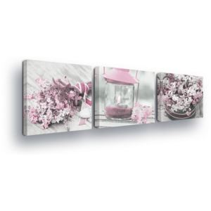 Obraz na plátne - Vintage Light Pink Decorations 3 x 25x25 cm
