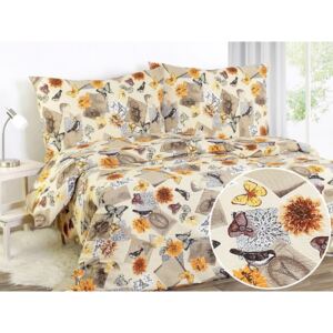 Goldea krepové posteľné obliečky - vzor 812 žlté a oranžové kvety 140 x 200 a 70 x 90 cm