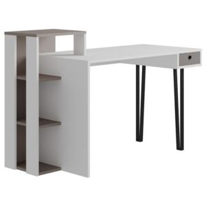 Písací stôl s regálom PICADILLY LOYD biela/svetlá mocha