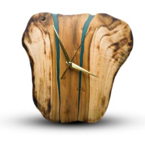 TIMMER wood decor RAW Resin - Teakové drevené hodiny