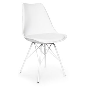 Biela stolička s bílým podnožím z kovu loomi.design Eco