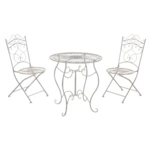 Súprava kovových stoličiek a stola G11784335 (SET 2+1) Farba Biela antik