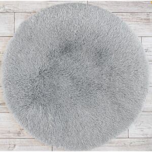 MAXMAX Plyšový guľatý koberec SOFT 90 cm - šedý