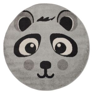 MAXMAX Detský guľatý koberec Happy M PANDA - šedý