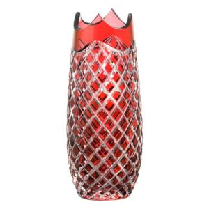 Krištáľová váza Quadrus, farba rubínová, výška 180 mm