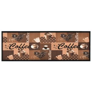 Kuchynský koberec prateľný hnedý dizajn s kávou 60x300 cm