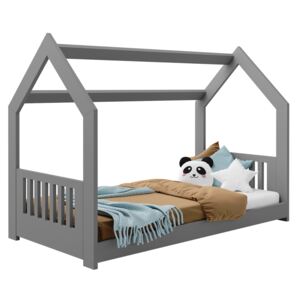 AMI nábytok Detská posteľ DOMČEK D2E 80x160cm masív sivá