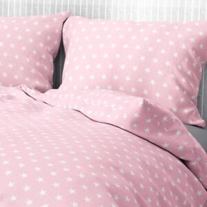 Goldea bavlnené posteľné obliečky - vzor 631 biele hviezdičky na svetle ružovom 140 x 200 a 70 x 90 cm
