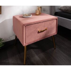 Massive home | Luxusní noční stolek ze sametu růžový Sanel
