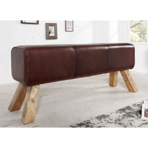 Massive home | Kožená lavice z masivního dřeva Melon 120 x 30 cm