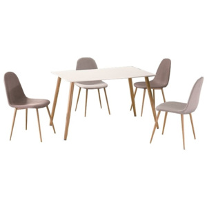 Jedálenský stôl, biely matný/vzor drevo, KUMAR NEW | TEMPO KONDELA