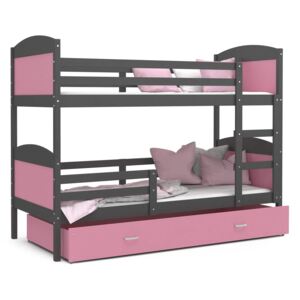 GL Poschodová posteľ Mates Grafit Farba: Ružová, Rozmer: 200x90