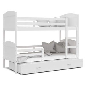 GL Poschodová posteľ Mates 3 biela MDF s prístelkou Farba: Biela, Rozmer: 190x80