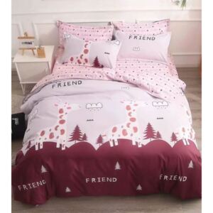 Krásne detské obojstranné ružové posteľné obliečky FRIEND