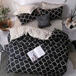Škandinávske čierno béžové obojstranné posteľné obliečky