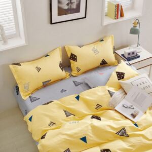 Luxusné bavlnené posteľné obliečky Milano 85 prikrývka 140x200cm vankúš 70x90cm - 140 x 200 cm - 1x vankúš 1x prikrývka - Žltá
