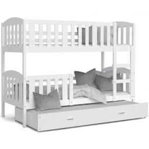 Detská poschodová posteľ KUBU 3 200x90cm BIELA-BIELA