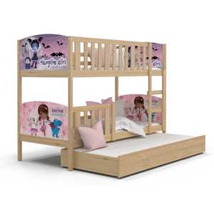 Detská poschodová posteľ s prístelkou VAMPIRE GIRL, DOCTOR OF plushies ... 190x80 cm - TAMI Q