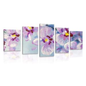 5- dielny obraz romantické fialové kvety