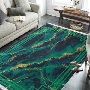 Protišmykový koberec s abstraktným vzorom v zelenej farbe Zelená Šírka: 60 cm | Dĺžka: 100 cm