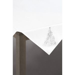 Elegantný vianočný obrus so strieborným stromčekom Biela