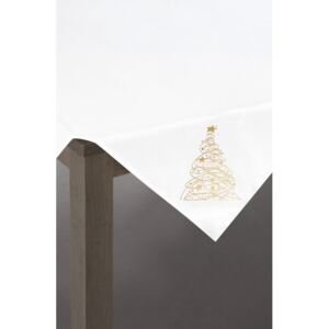 Elegantný vianočný obrus so zlatým stromčekom Biela