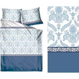 Krásne bavlnené posteľné obliečky s vintage motívom Modrá