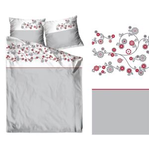Krásne sivé posteľné obie4ky s decentným ornamentom Sivá
