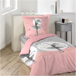 Kvalitné ružové detské bavlnené posteľné obliečky s baletkou 140 x 200 cm Ružová