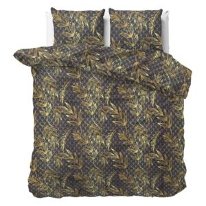 Štýlové hnedé posteľné obliečky s motívom listov 160 x 200 Hnedá
