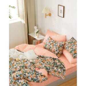 Krásne pestrofarebné posteľné obliečky z bavlny s motívom kvetov Oranžová