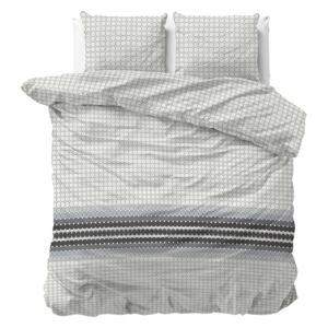 Štýlové bielo sivé posteľné obliečky v škandinávskom štýle 200 x 220 cm Biela