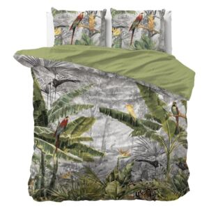 Bavlnené posteľné obliečky s exotickým motívom 200 x 220 cm Zelená