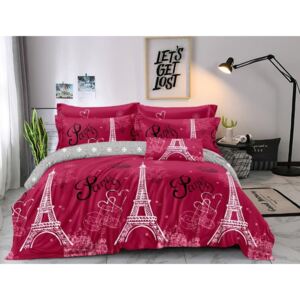 Ružové posteľné obliečky s motívom Paris Ružová