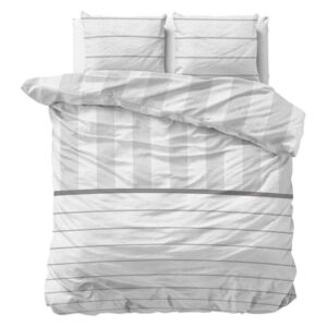 Svetlo sivé posteľné obliečky s pruhmi 160 x 200 cm Sivá