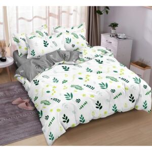 Biele posteľné obliečky s motívom rastlín Biela