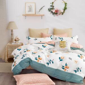 Moderné obojstranné bavlnené posteľné obliečky s letným motívom Biela