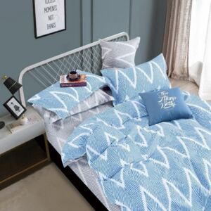 Škandinávske obojstranné sivo modré posteľné obliečky s geometrickým tvarom Modrá