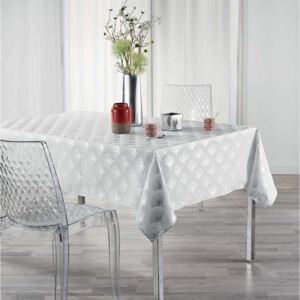 Krásny bielo strieborný obrus na stôl 150 x 300 cm Biela