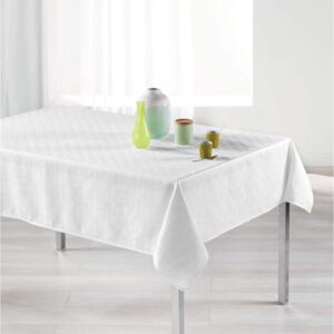 Nadčasový biely obrus na stôl s decentným vzorom 140 x 250 cm Biela