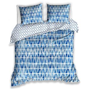 Kvalitné bielo modré bavlnené posteľné obliečky v škandinávskom designe Modrá