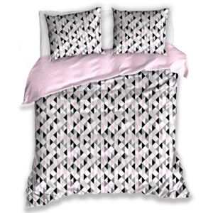 Ružové bavlnené obojstarnné posteľné obliečky so škandinávskym vzorom Ružová