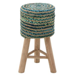 Zelená stolička z juty a mangového dreva InArt Boho, ⌀ 30 cm